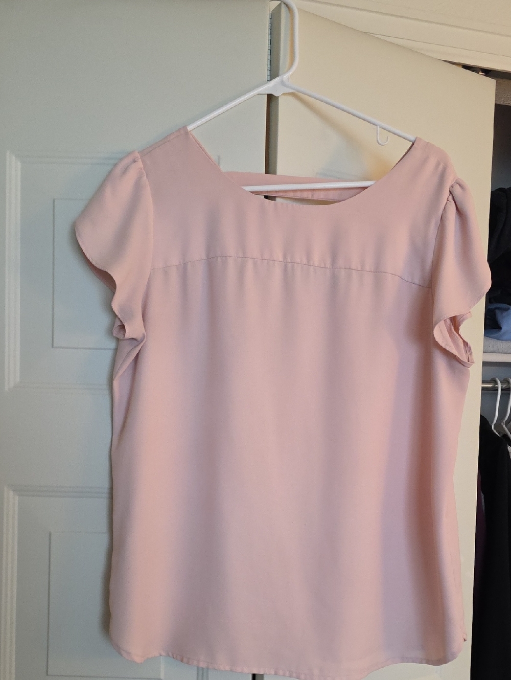 LOFT Blush Pink Ruffled Sleeve Top